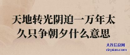 解答天地转光阴迫一万年太久只争朝夕什么意思