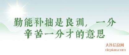 体会勤能补拙是良训,一分辛苦一分才的意思
