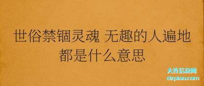 世俗禁锢灵魂 无趣的人遍地都是什么意思