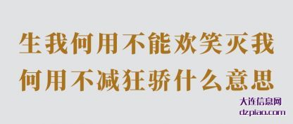 生我何用不能欢笑灭我何用不减狂骄什么意思