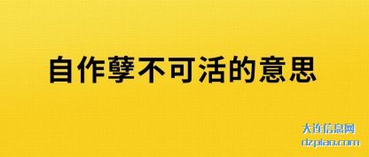 解惑自作孽不可活的意思