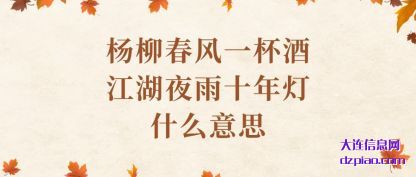 总结杨柳春风一杯酒江湖夜雨十年灯什么意思