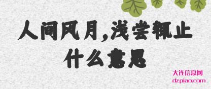 谈论人间风月,浅尝辄止什么意思