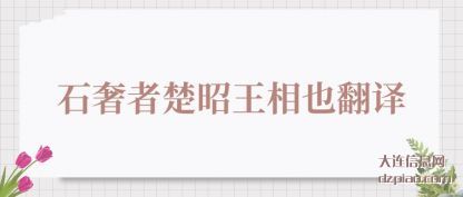 讨论石奢者楚昭王相也翻译