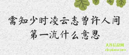 说明需知少时凌云志曾许人间第一流什么意思