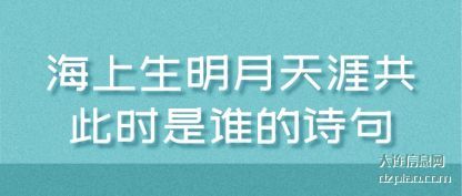 介绍海上生明月天涯共此时是谁的诗句
