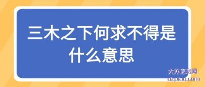 阐述三木之下何求不得是什么意思