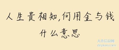 讨论人生贵相知,何用金与钱什么意思