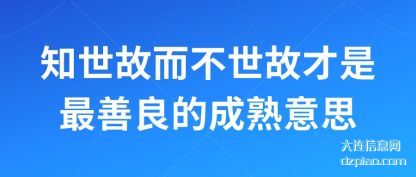 知世故而不世故才是最善良的成熟意思