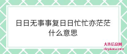 解惑日日无事事复日日忙忙亦茫茫什么意思