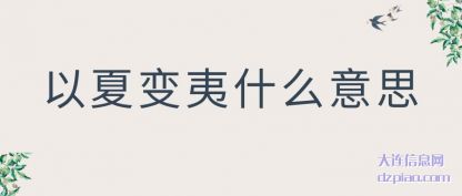 阐述以夏变夷什么意思