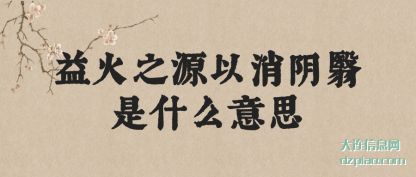 说说益火之源以消阴翳是什么意思