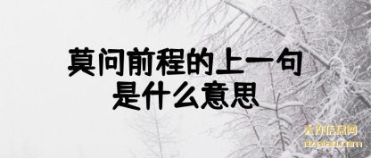 讨论莫问前程的上一句是什么意思