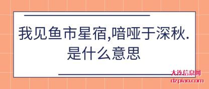 了解我见鱼市星宿,喑哑于深秋.是什么意思