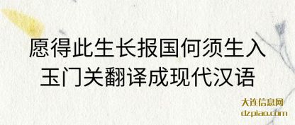 了解愿得此生长报国何须生入玉门关翻译成现代汉语