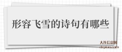 解惑形容飞雪的诗句有哪些