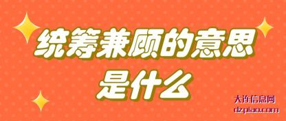 说明统筹兼顾的意思是什么