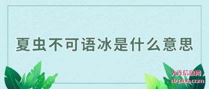 谈论夏虫不可语冰是什么意思