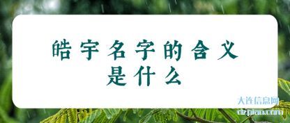 体会皓宇名字的含义是什么