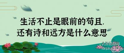 解惑生活不止是眼前的苟且,还有诗和远方是什么意思