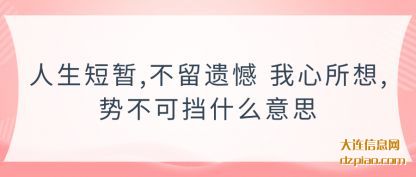 解惑人生短暂,不留遗憾 我心所想,势不可挡什么意思