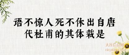 语不惊人死不休出自唐代杜甫的其体裁是