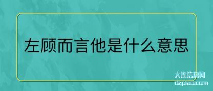 理会左顾而言他是什么意思