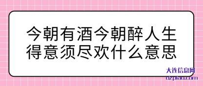 解说今朝有酒今朝醉人生得意须尽欢什么意思