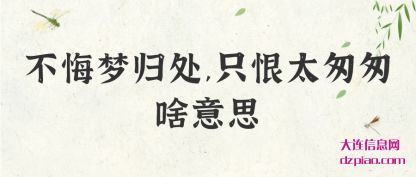 理会不悔梦归处,只恨太匆匆啥意思