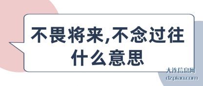 说明不畏将来,不念过往什么意思