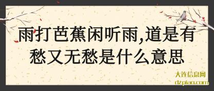 浅析雨打芭蕉闲听雨,道是有愁又无愁是什么意思
