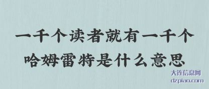 分析一千个读者就有一千个哈姆雷特是什么意思