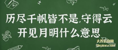 历尽千帆皆不是,守得云开见月明什么意思