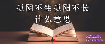 知晓孤阴不生孤阳不长什么意思