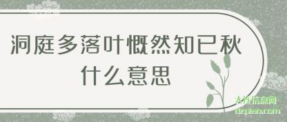 剖析洞庭多落叶慨然知已秋什么意思