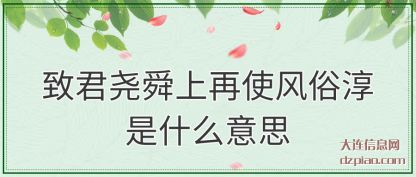 诠释致君尧舜上再使风俗淳是什么意思