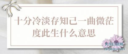 剖析十分冷淡存知己一曲微茫度此生什么意思