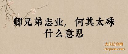 诠释卿兄弟志业,何其太殊什么意思