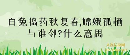 理解白兔捣药秋复春,嫦娥孤栖与谁邻?什么意思