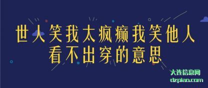 世人笑我太疯癫我笑他人看不出穿的意思