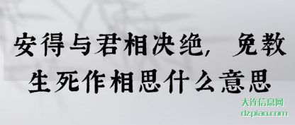 理会安得与君相决绝,免教生死作相思什么意思