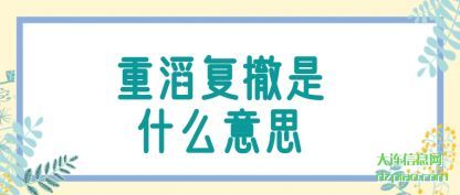 介绍重滔复撤是什么意思
