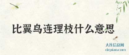 谈论比翼鸟连理枝什么意思