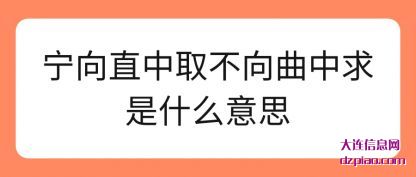 总结宁向直中取不向曲中求是什么意思