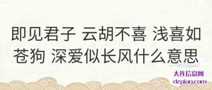 解析即见君子 云胡不喜 浅喜如苍狗 深爱似长风什么意思