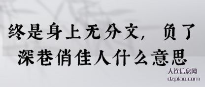 认识终是身上无分文,负了深巷俏佳人什么意思