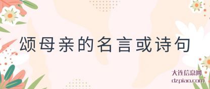 诠释颂母亲的名言或诗句