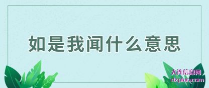 讨论如是我闻什么意思