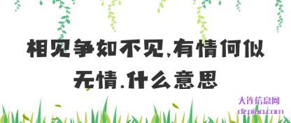 说明相见争如不见,有情何似无情.什么意思