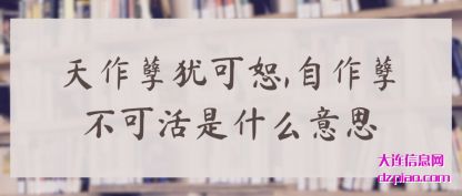 解析天作孽犹可恕,自作孽不可活是什么意思